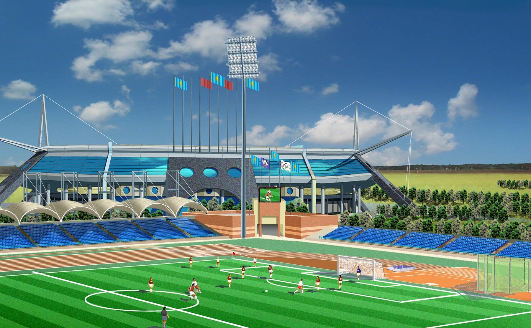 Modular Steel Stadiums for 1,000 to 50,000 People Requiring No Foundations