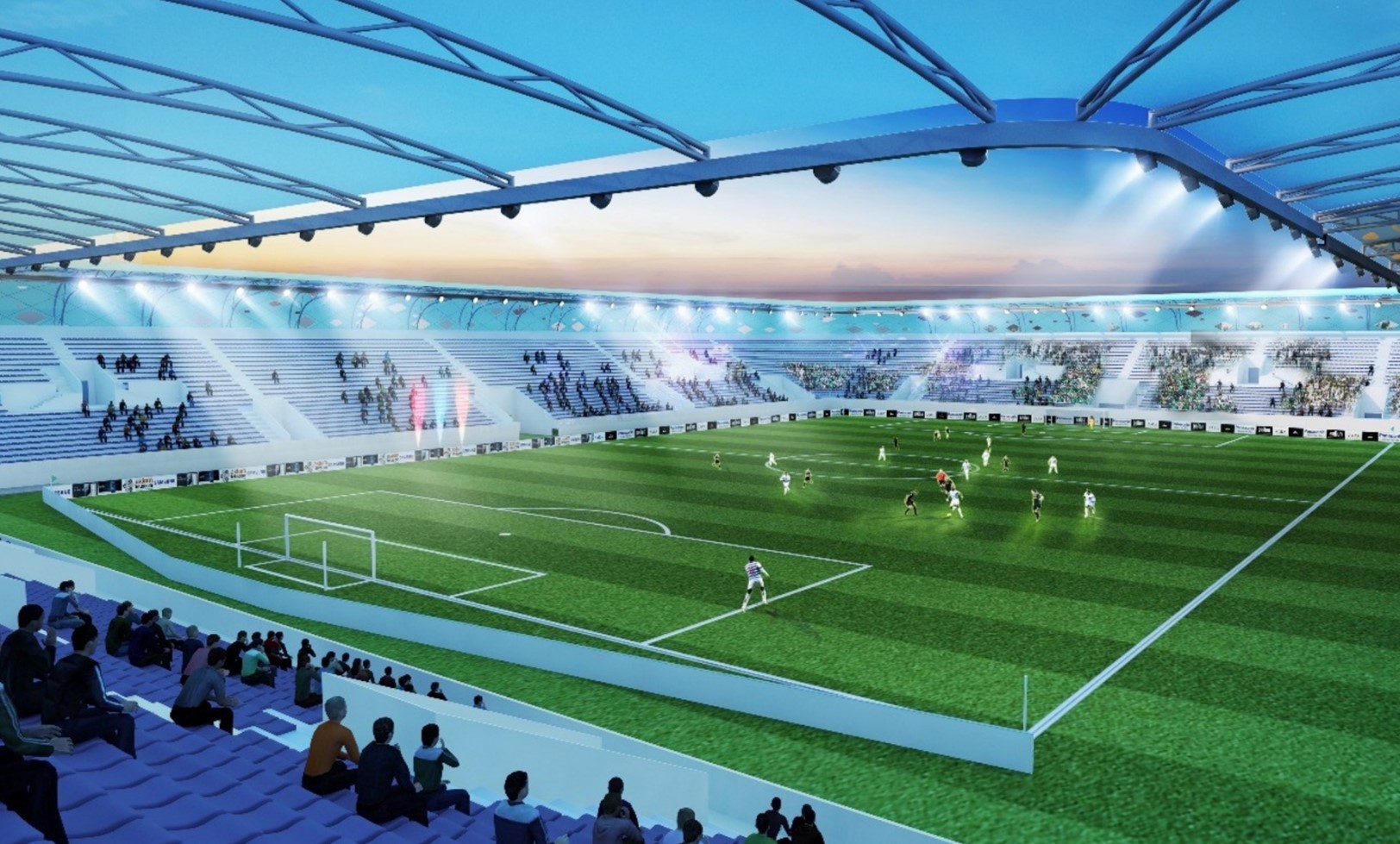 Modular Steel Stadiums for 1,000 to 50,000 People Requiring No Foundations